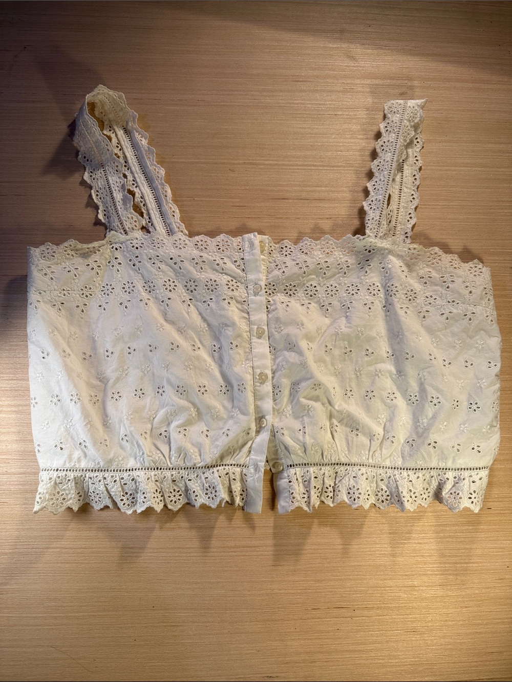 Women's Gap x Doen White Eyelet Lace Crop Top XL